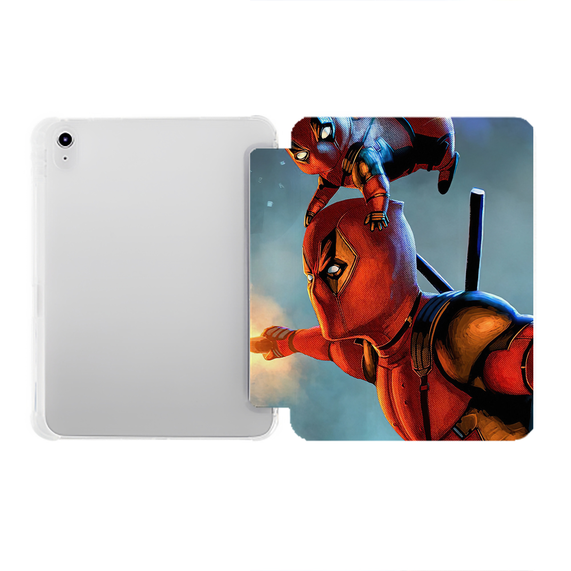 （画像用） Deadpool デッドプール IPad ケース ペン収納付き 三つ折りスタンド PUレザー×シリコン 対応機種9.5/10.5/10.9インチ
